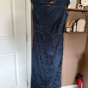 Elegant Navy Lace Dress